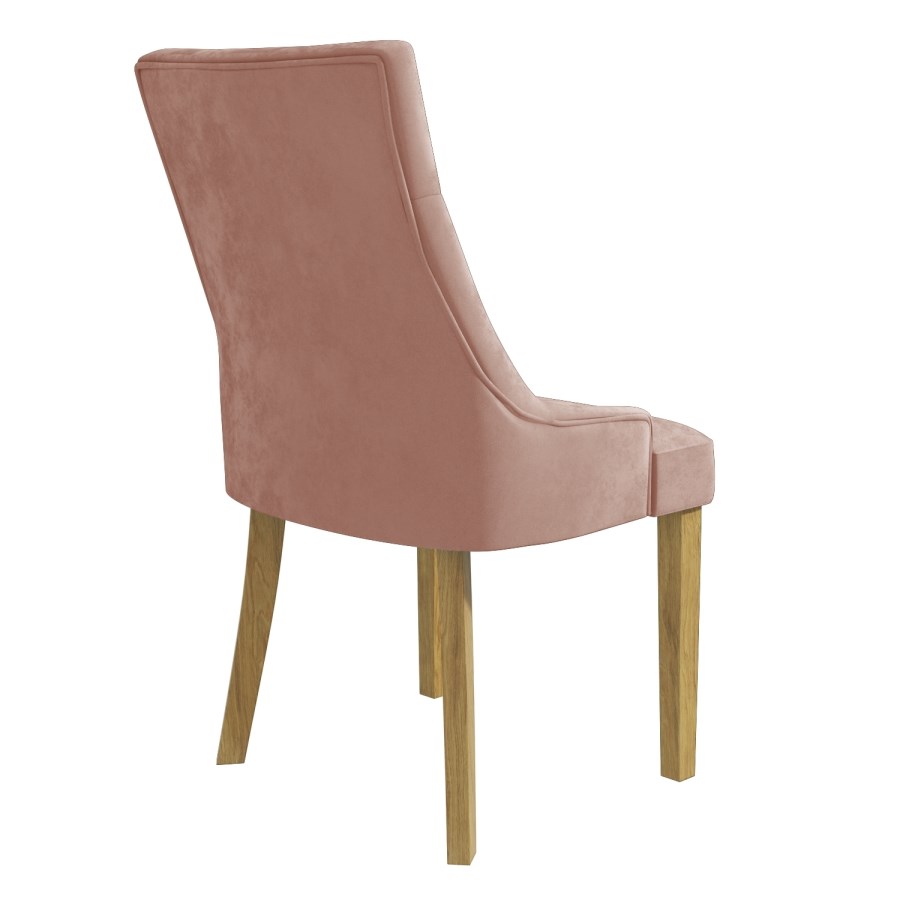 GRADE A1 - Kaylee Luxury Pink Pair of Button Dining Chairs with Oak Legs