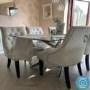 Glass Dining Table with Chrome Base - Seats 6 - Vida Living Kalmar