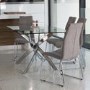 Glass Dining Table with Chrome Base - Seats 6 - Vida Living Kalmar