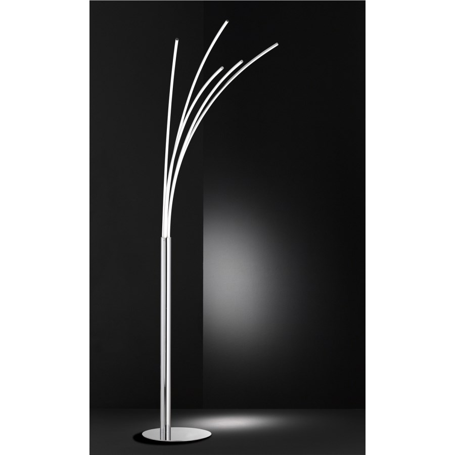 Floor Lamp in Chrome with 5 LED Lights - Linee