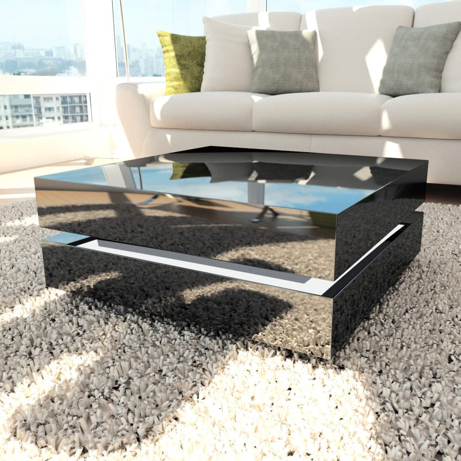 High Gloss Black Coffee Table with LED Lighting - Tiffany Range