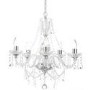 GRADE A1 - Bryony 5 Light Silver Crystal Chandelier Light with Candle Style Features & Glass Droplets