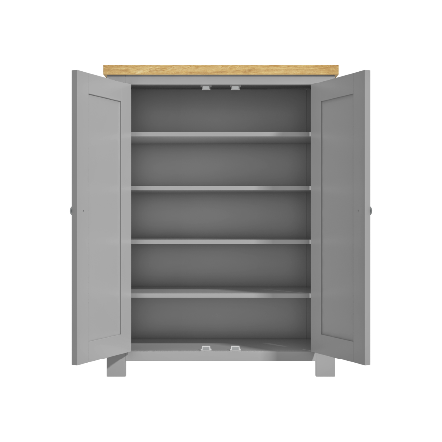 Grey Shoe Cabinet with Oak Top - Linden