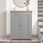 Grey Shoe Cabinet with Oak Top - Linden