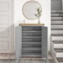 Grey Shoe Cabinet with Oak Top - Linden