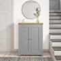 Grey Shoe Cabinet with Oak Top - Linden