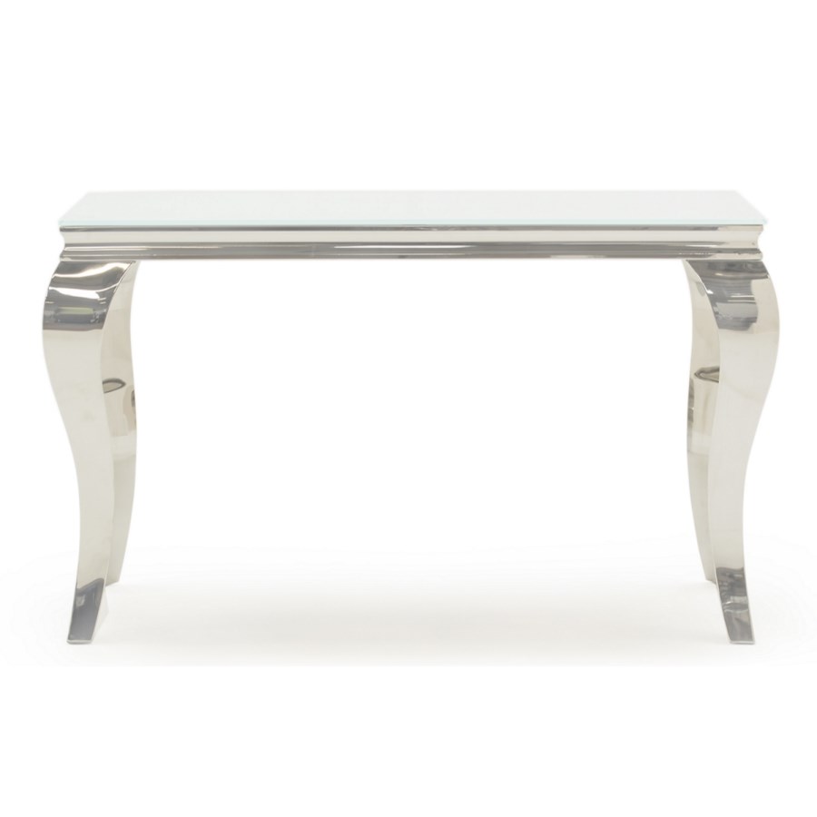 Louis Mirrored Console Table in White - By Vida Living
