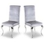 GRADE A1 - Louis Pair of Silver Velvet Dining Chairs with Mirrored Legs- By Vida Living