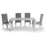 GRADE A1 - Louis Pair of Silver Velvet Dining Chairs with Mirrored Legs- By Vida Living