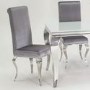 GRADE A1 - Louis Pair of Silver Velvet Dining Chairs with Mirrored Legs- By Vida Living