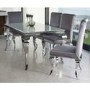 GRADE A1 - Louis Pair of Silver Velvet Dining Chairs with Mirrored Legs- By Vida Living