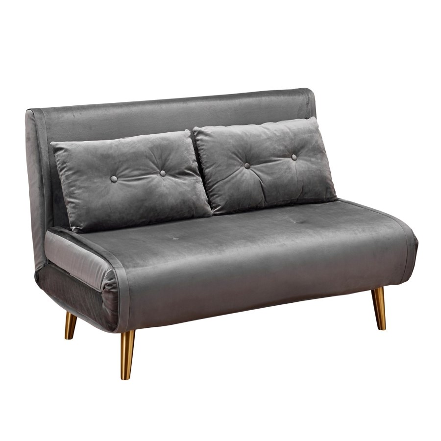 2 Seater Futon Sofa Bed in Grey Velvet - Madison