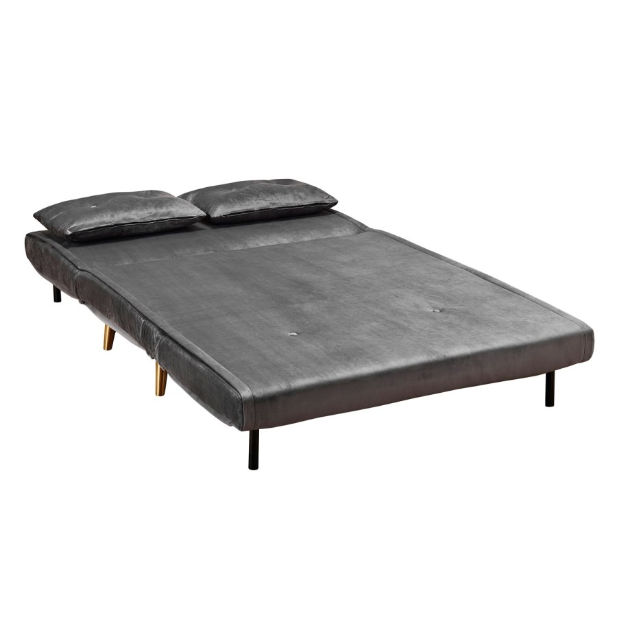 2 Seater Futon Sofa Bed in Grey Velvet - Madison