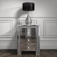 Mariah Crushed Diamond Mirrored Bedside Table in Silver Mariah Crushed Diamond Mirrored Bedside Table in Silver