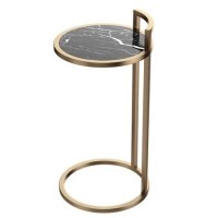Black Marble Effect Side Table with Gold Metal Base - Meghan Black Marble Effect Side Table with Gold Metal Base - Meghan