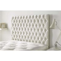 Double White Velvet Chesterfield Headboard - Ladybower Double White Velvet Chesterfield Headboard - Ladybower