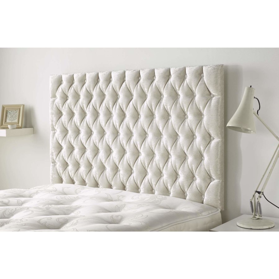 Double White Velvet Chesterfield Headboard - Ladybower