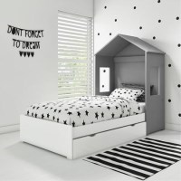 Milo House Bed in Grey & White with Pull Out Storage Drawer Milo House Bed in Grey & White with Pull Out Storage Drawer