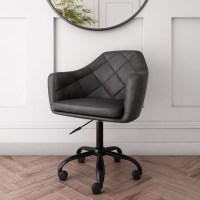 Dark Grey Faux Leather Office Chair with Swivel Base - Marley Dark Grey Faux Leather Office Chair with Swivel Base - Marley