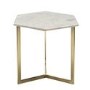 Marble Side Table in White Hexagon & Gold Metal - Martina