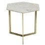 Marble Side Table in White Hexagon & Gold Metal - Martina