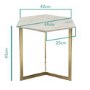 Marble Side Table in White Hexagon & Gold Metal - Martina