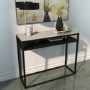 Marble Top Console Table with Black Iron Base - Narrow