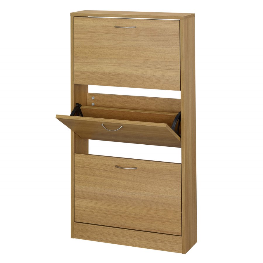 LPD Nova 3 Door Shoe Cabinet in Oak