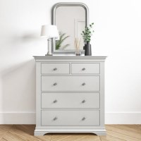 Grey Painted French Chest of 5 Drawers - Olivia Grey Painted French Chest of 5 Drawers - Olivia
