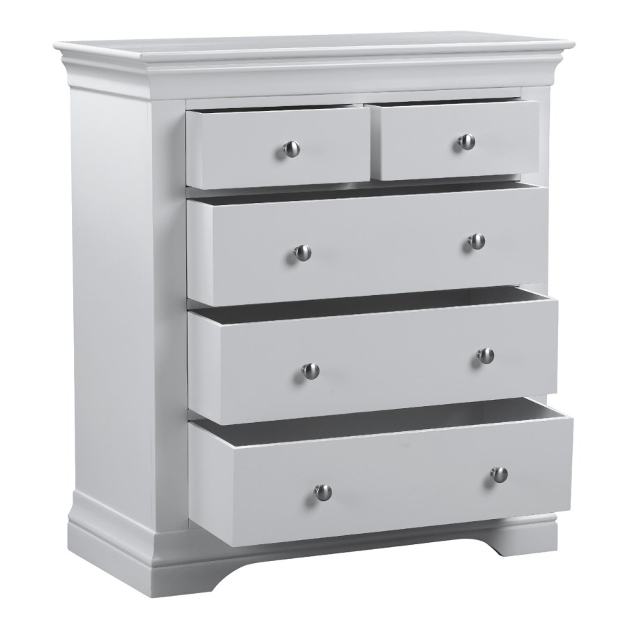 Grey Painted French Chest of 5 Drawers - Olivia