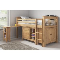 GRADE A1 - Oxford Pine Mid Sleeper Bed with Pull Out Desk - Ladder fixes to either side! GRADE A1 - Oxford Pine Mid Sleeper Bed with Pull Out Desk - Ladder fixes to either side!