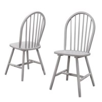 Windsor Dining Chairs in Grey Wood Set of 2 - Rhode Island  Windsor Dining Chairs in Grey Wood Set of 2 - Rhode Island