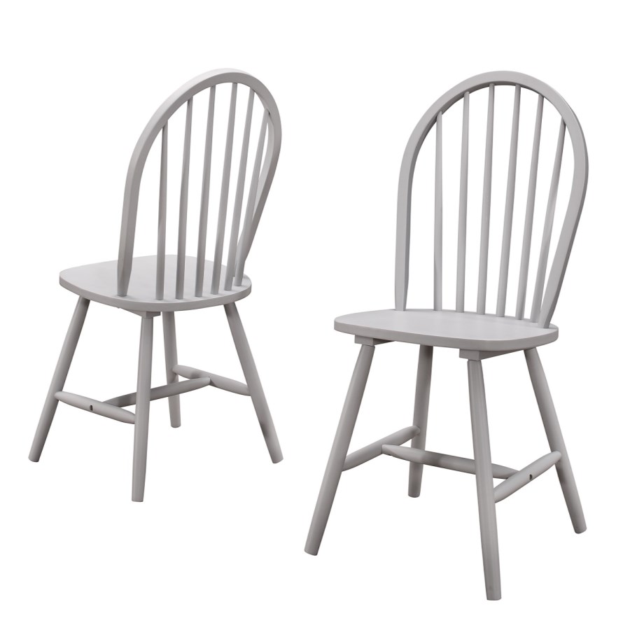 Windsor Dining Chairs in Grey Wood Set of 2 - Rhode Island