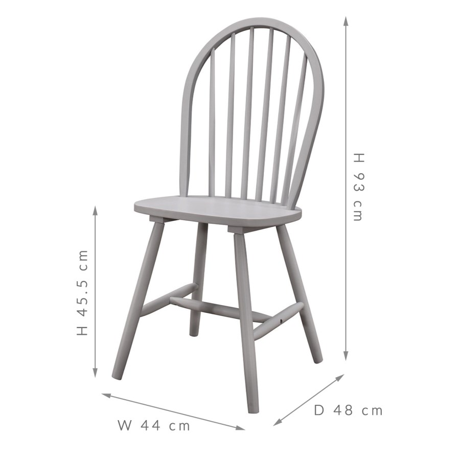 Windsor Dining Chairs in Grey Wood Set of 2 - Rhode Island