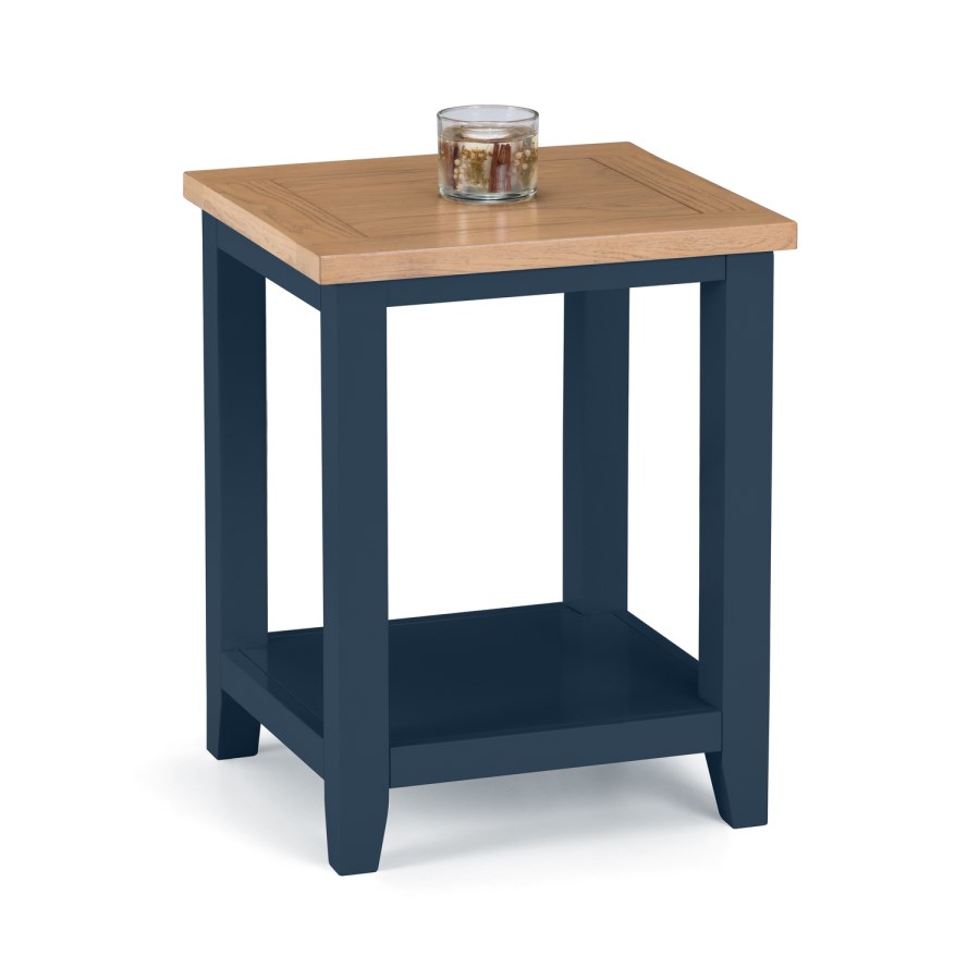 Dark Blue Side Table with Oak Top - Julian Bowen Richmond