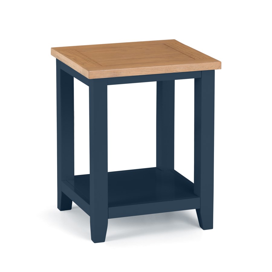 Dark Blue Side Table with Oak Top - Julian Bowen Richmond