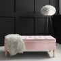Safina Storage Bench in Baby Pink Velvet with Button Detail