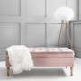 Safina Storage Bench in Baby Pink Velvet with Button Detail