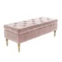 Safina Storage Bench in Baby Pink Velvet with Button Detail