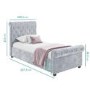 Grey Velvet Upholstered Single Sleigh Bed Frame - Safina