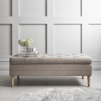 GRADE A1 - Safina Ottoman Storage Bench in Woven Beige Fabric GRADE A1 - Safina Ottoman Storage Bench in Woven Beige Fabric
