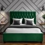 GRADE A1 - Safina King Size Ottoman Bed in Dark Green with Quilted Button Headboard