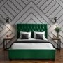 GRADE A1 - Safina King Size Ottoman Bed in Dark Green with Quilted Button Headboard
