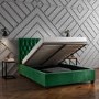 GRADE A1 - Safina King Size Ottoman Bed in Dark Green with Quilted Button Headboard
