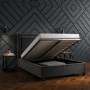 Dark Grey Velvet King Size Ottoman Bed with Studded Headboard - Safina