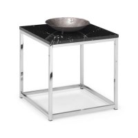 Black Marble & Silver Side Table - Julian Bowen Scala Black Marble & Silver Side Table - Julian Bowen Scala