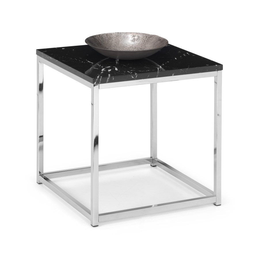 Black Marble & Silver Side Table - Julian Bowen Scala