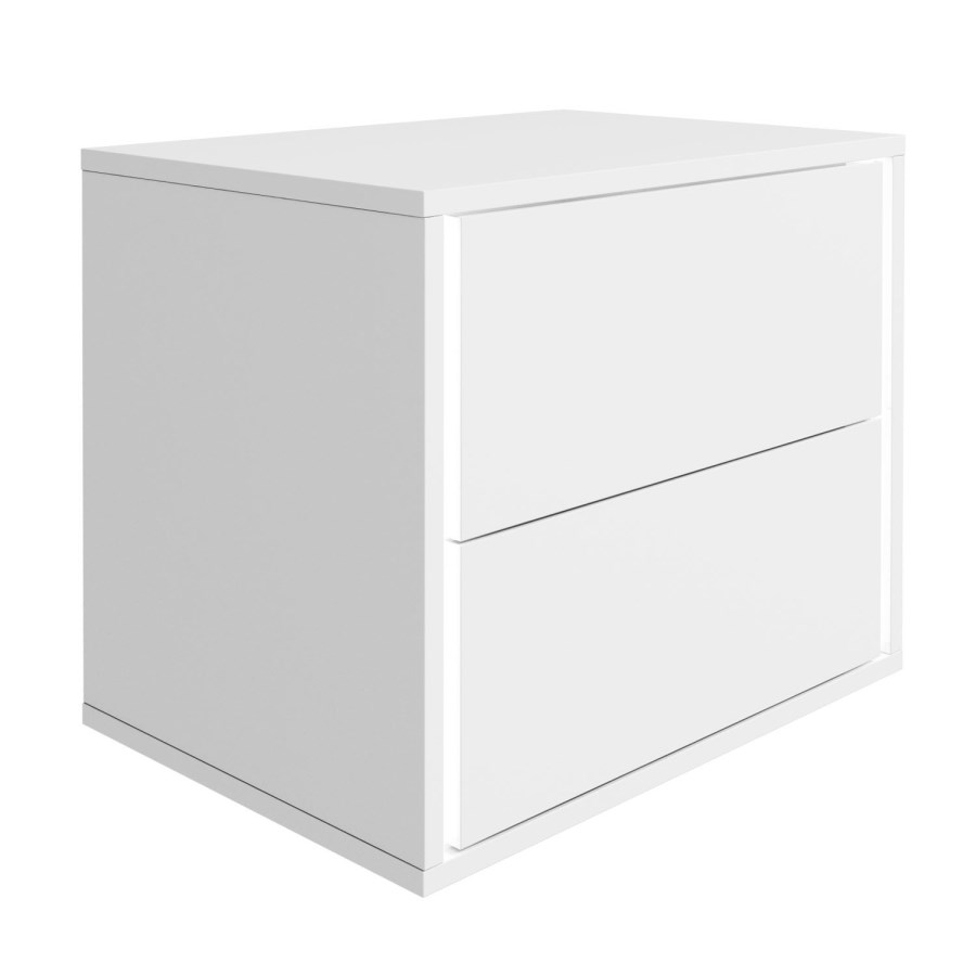 Selena White High Gloss Bedside Table with LED Light