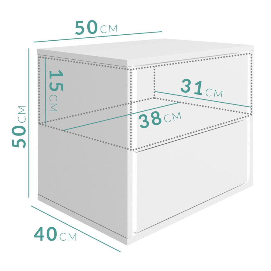 Selena White High Gloss Bedside Table with LED Light