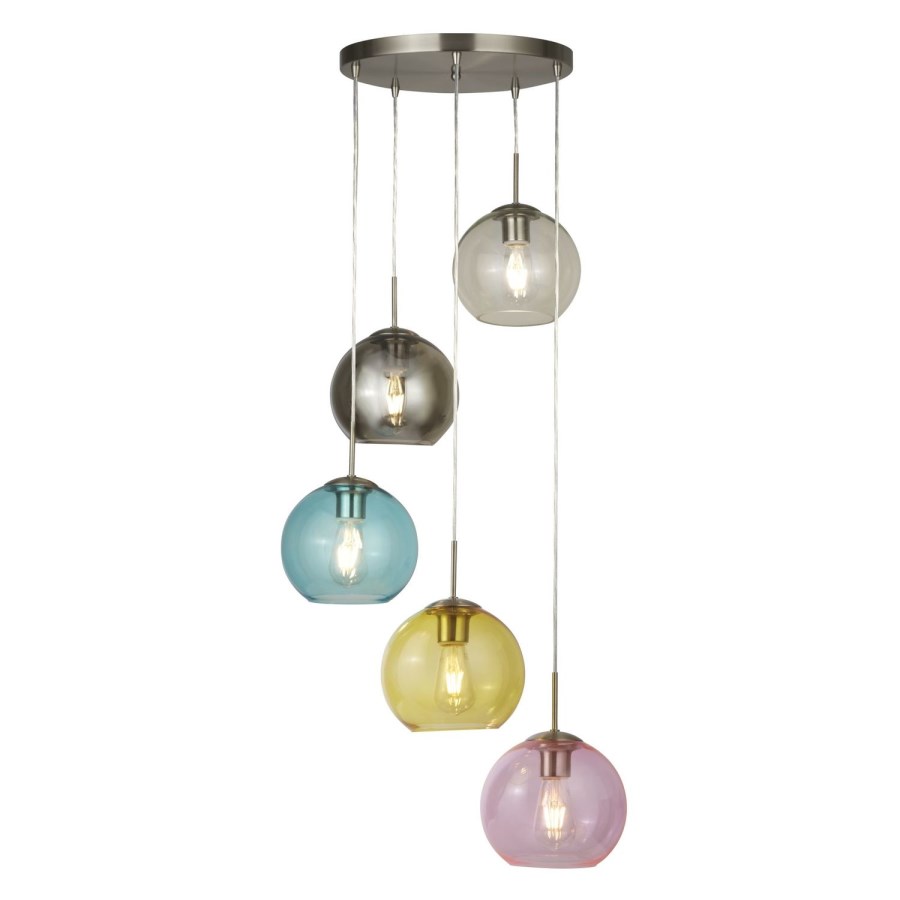 Multi-Coloured Ceiling Pendant with 5 Lights - Mardi